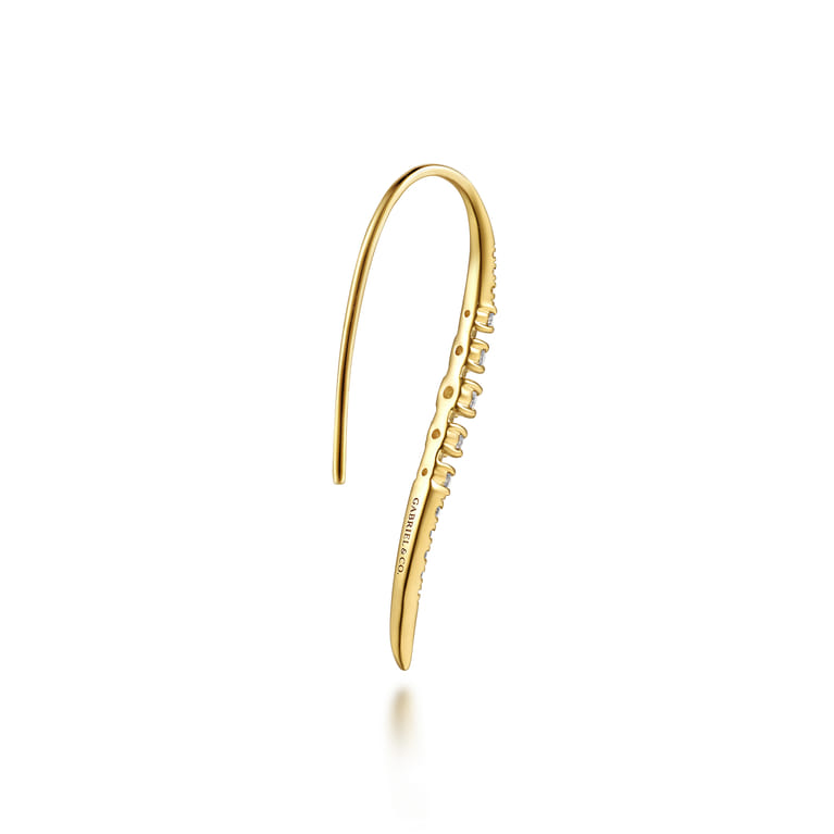 14K Yellow Gold Spike Graduating Diamond Fish Wire Drop Earrings - 0.4 ct - Shot 2