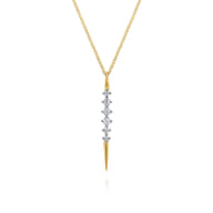 14K Yellow Gold Spike Graduating Diamond Vertical Spike Bar Necklace