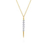 14K Yellow Gold Spike Graduating Diamond Vertical Spike Bar Necklace - 0.3 ct