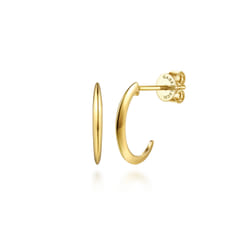 14K Yellow Gold Spike J Hoop Earrings