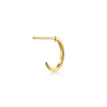 14K Yellow Gold Spike J Hoop Earrings