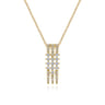 14K Yellow Gold Spike Multi Row Vertical Diamond Pendant Necklace - 0.5 ct