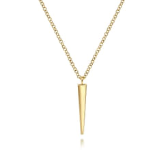 14K Yellow Gold Spike Pendant Necklace