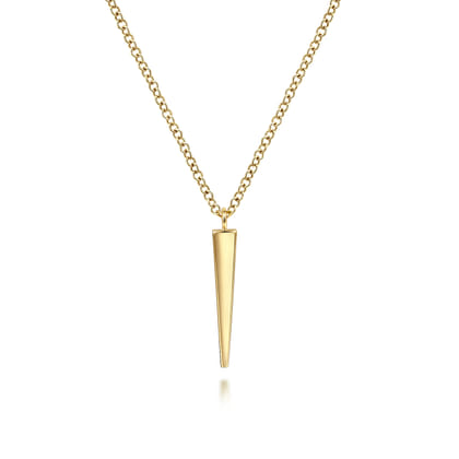 14K Yellow Gold Spike Pendant Necklace