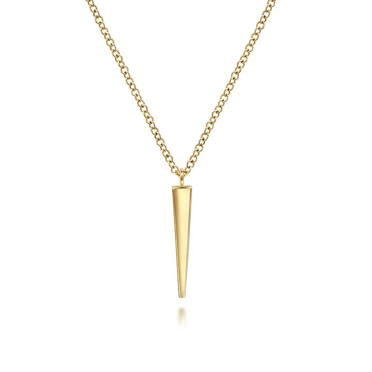 14K Yellow Gold Spike Pendant Necklace - Shot 1