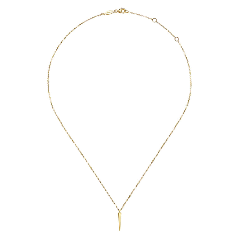 14K Yellow Gold Spike Pendant Necklace - Shot 2