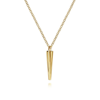 14K Yellow Gold Spike Pendant Necklace