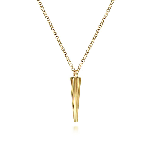 14K Yellow Gold Spike Pendant Necklace - Shot 3