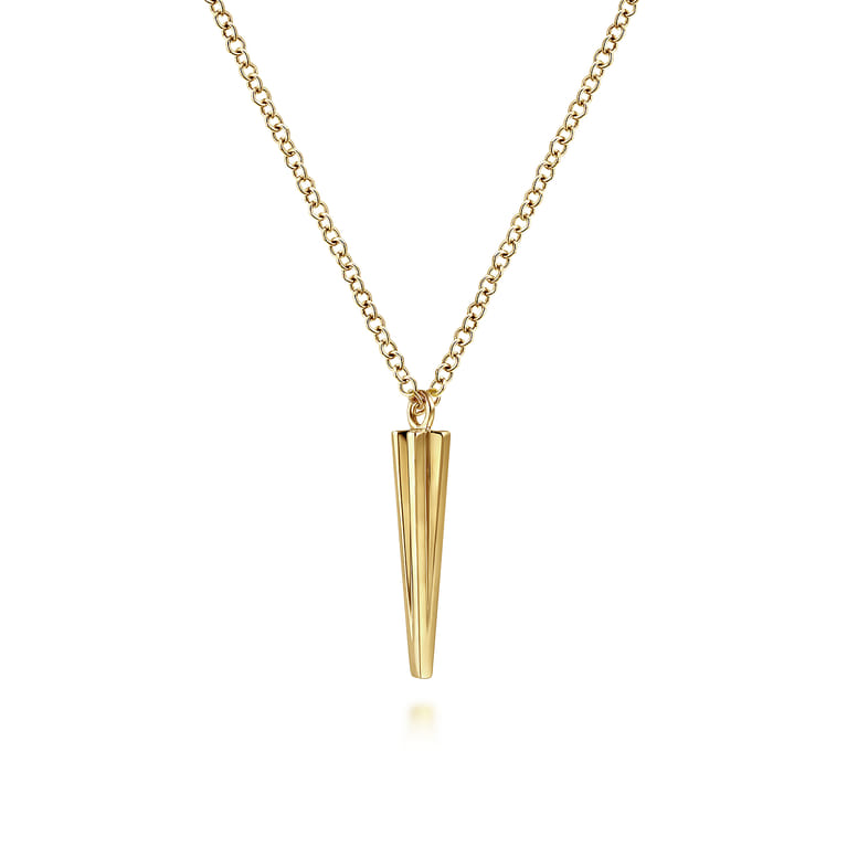 14K Yellow Gold Spike Pendant Necklace - Shot 3