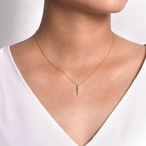 14K Yellow Gold Spike Pendant Necklace - Shot 4