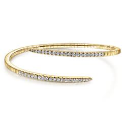 14K Yellow Gold Split Bypass Diamond Bangle