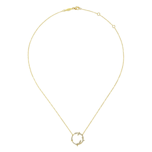 14K Yellow Gold Split Chain Diamond Circle Pendant Necklace - 0.21 ct - Shot 2