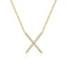 14K Yellow Gold Split Chain Diamond X Necklace - 0.13 ct