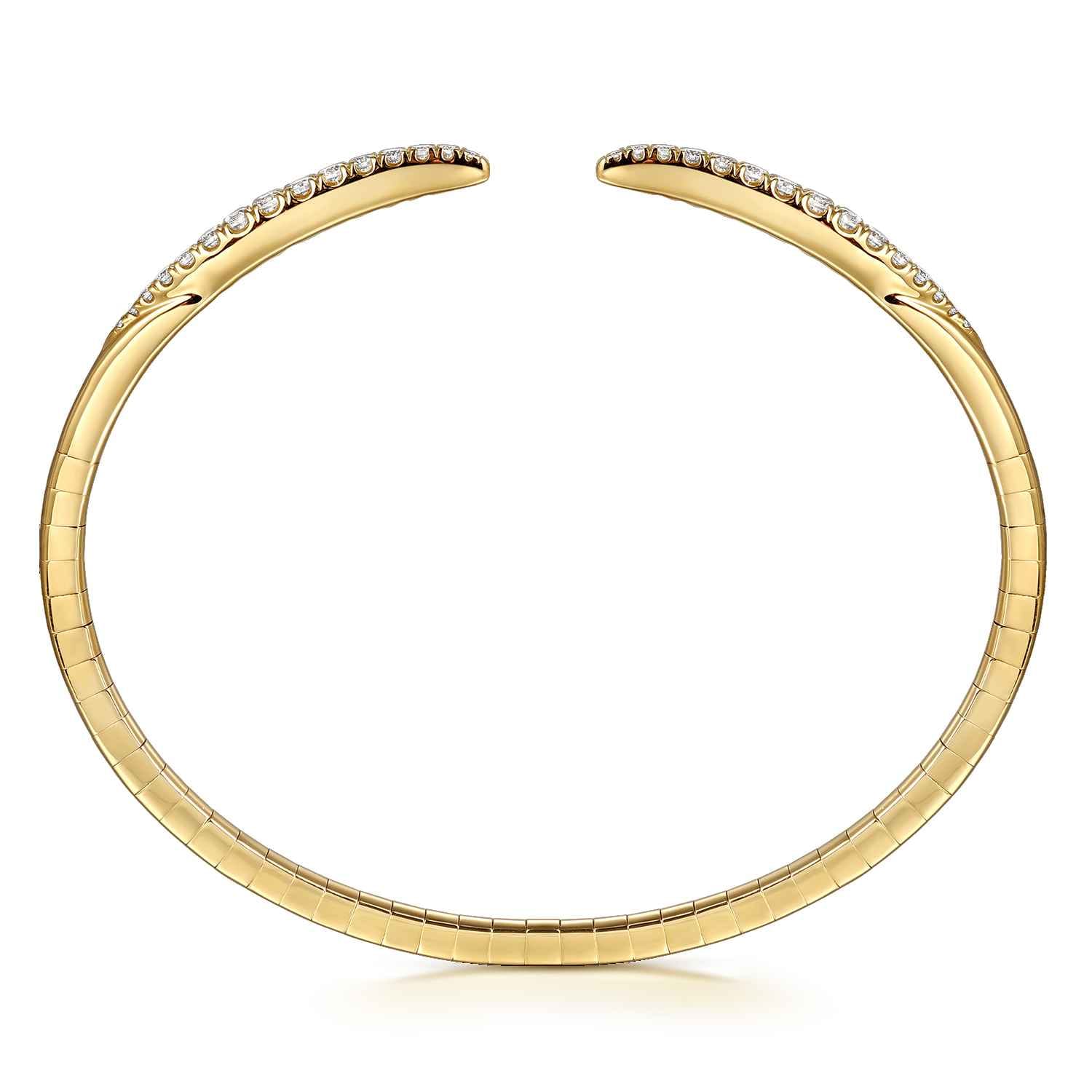 14K Yellow Gold Split Diamond Spike Bangle Bracelet - Shot 3