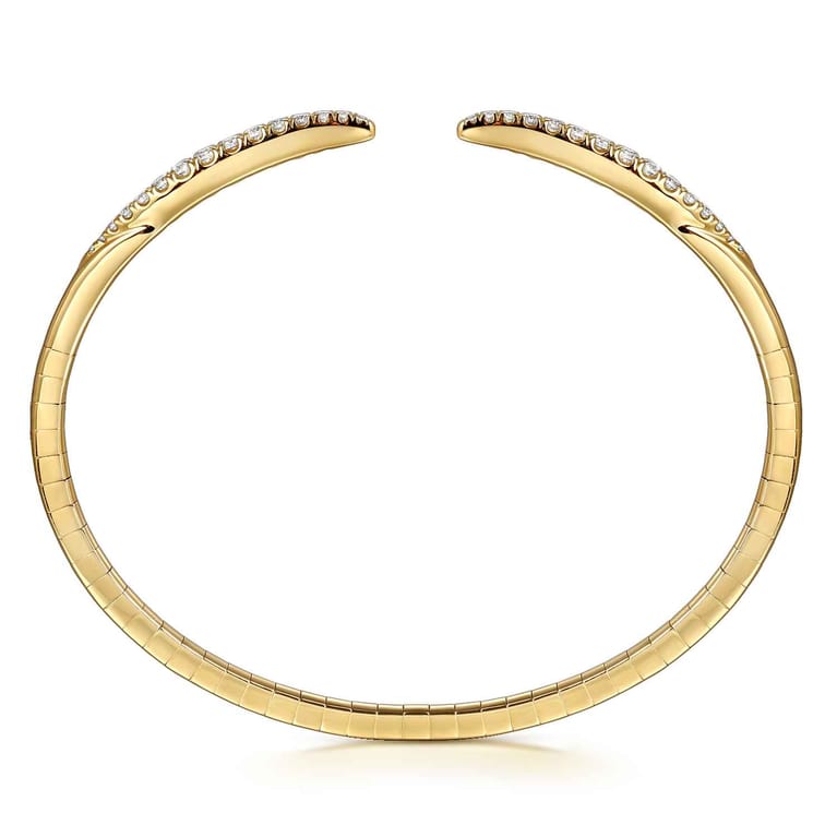 14K Yellow Gold Split Diamond Spike Bangle Bracelet - Shot 3