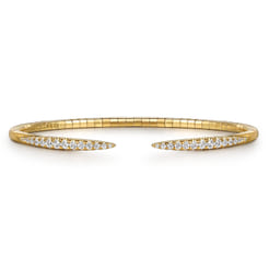 14K Yellow Gold Split Diamond Spike Bangle