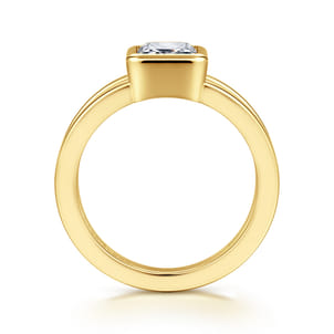 14K Yellow Gold Split Shank Emerald Cut Solitaire Diamond Engagement Ring