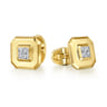 14K Yellow Gold Square Cufflinks with Princess Cut Diamond - 0.66 ct