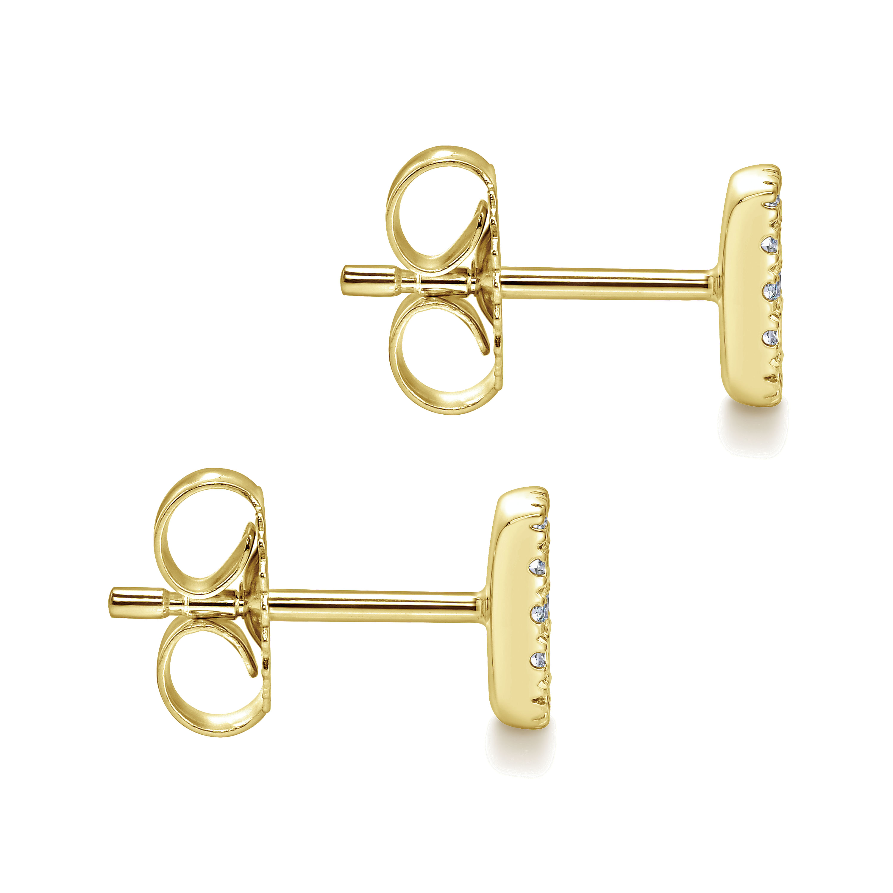 14K Yellow Gold Square Pave Diamond Stud Earrings - 0.3 ct - Shot 3