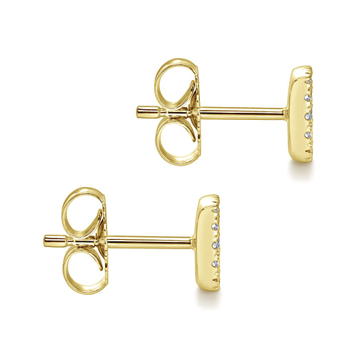 14K Yellow Gold Square Pave Diamond Stud Earrings - 0.3 ct - Shot 3