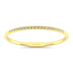 14K Yellow Gold Square Set Diamond Bangle