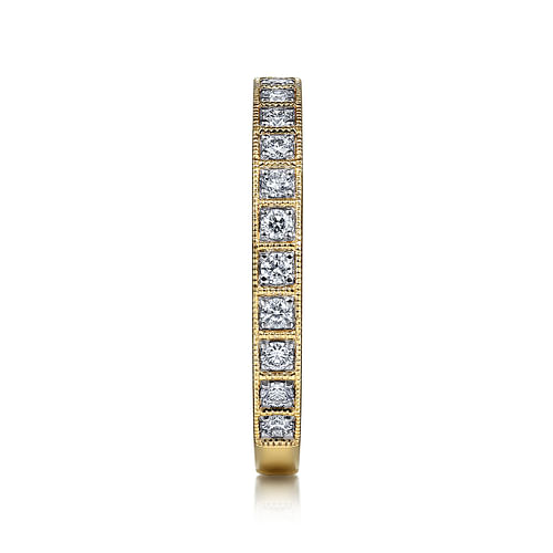 14K Yellow Gold Square Set Round Diamond Stackable  Band - 0.3 ct - Shot 4