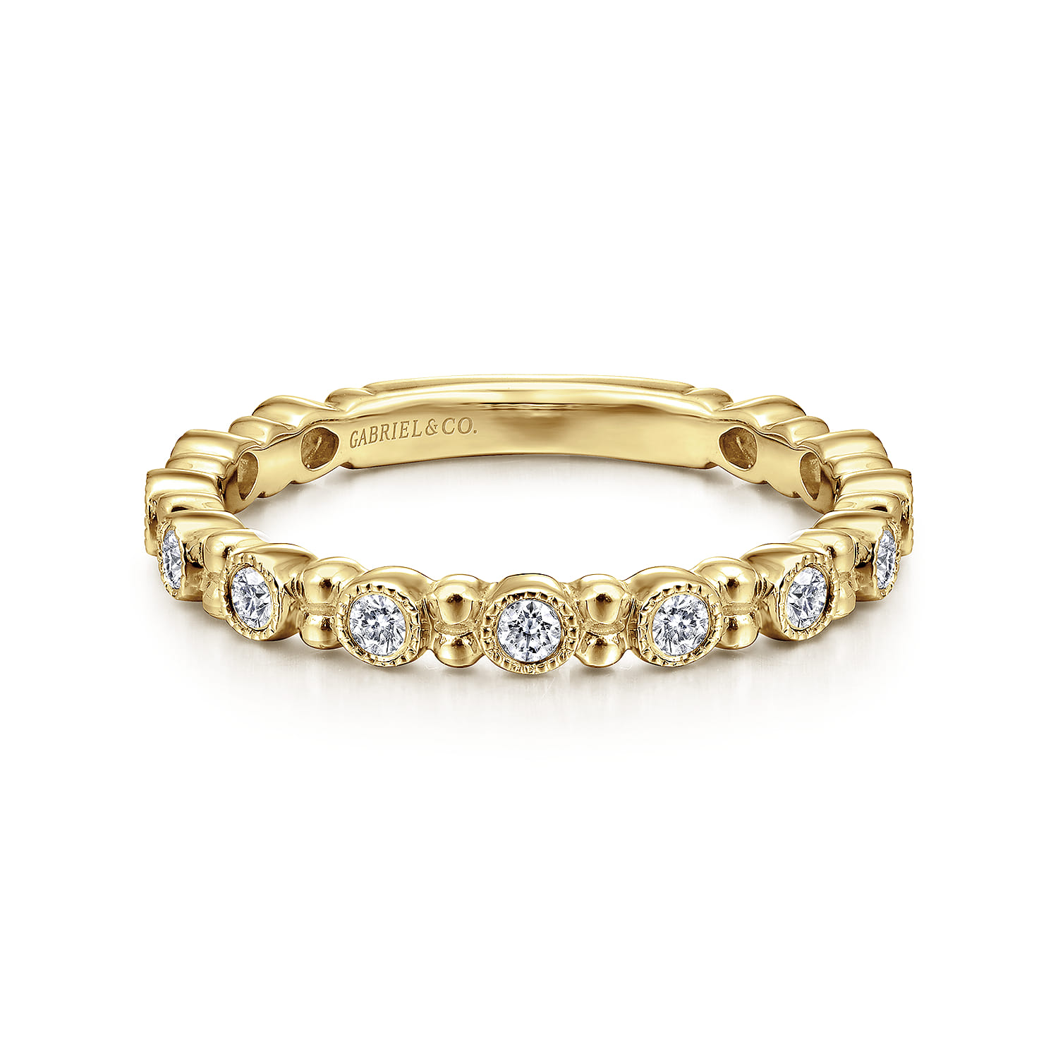 14K Yellow Gold Stackable Diamond Ring with Bead Spacers - 0.23 ct - Shot 1