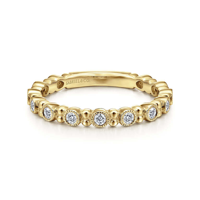 14K Yellow Gold Stackable Diamond Ring with Bead Spacers - 0.23 ct - Shot 1