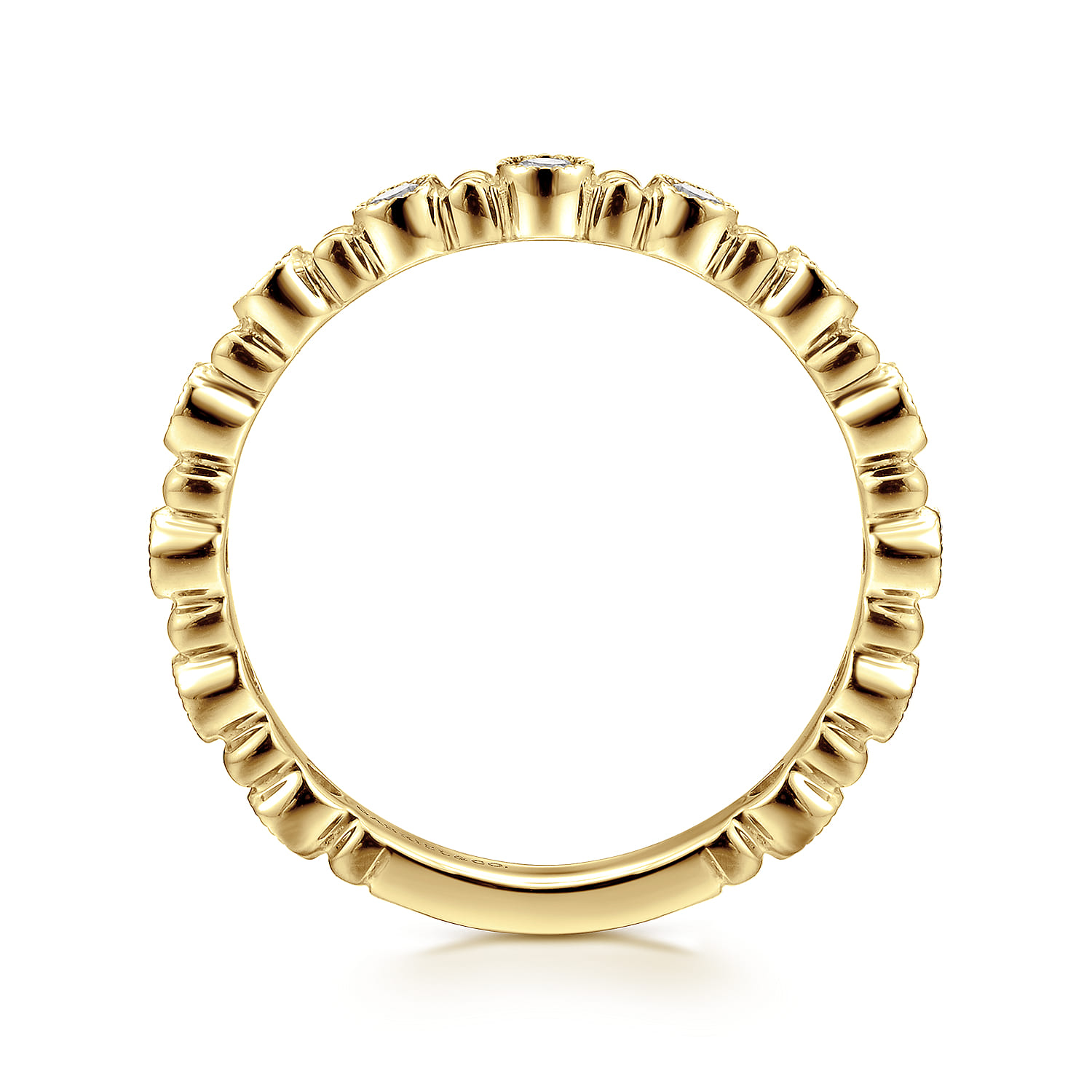 14K Yellow Gold Stackable Diamond Ring with Bead Spacers - 0.23 ct - Shot 2