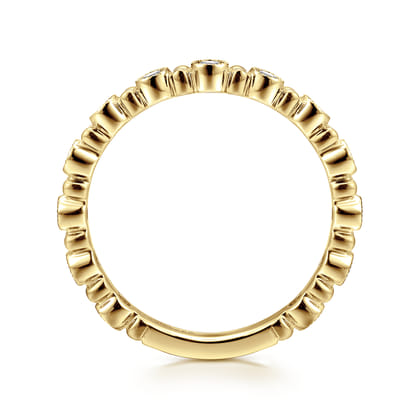 14K Yellow Gold Stackable Diamond Ring with Bead Spacers