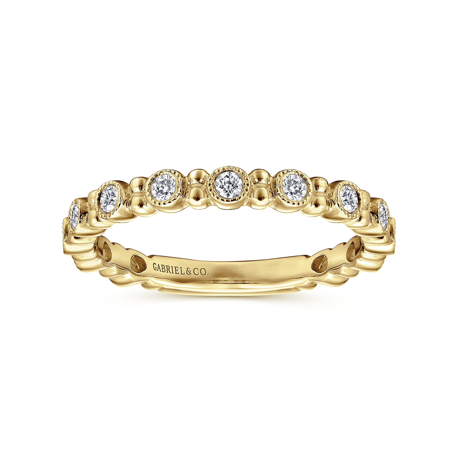 14K Yellow Gold Stackable Diamond Ring with Bead Spacers - 0.23 ct - Shot 4