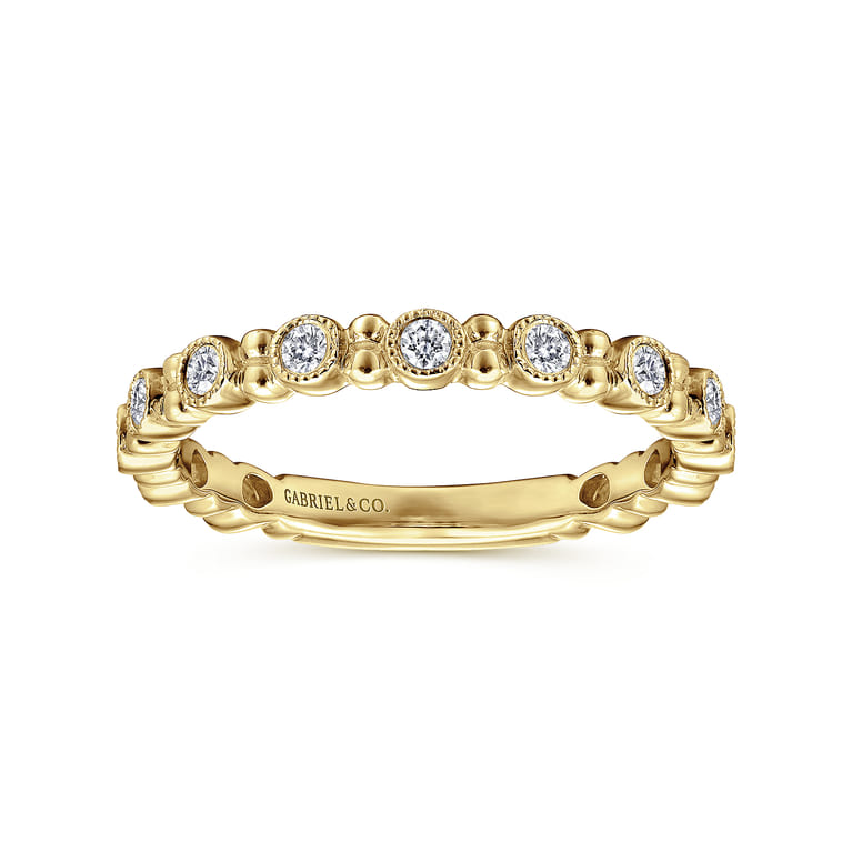 14K Yellow Gold Stackable Diamond Ring with Bead Spacers - 0.23 ct - Shot 4