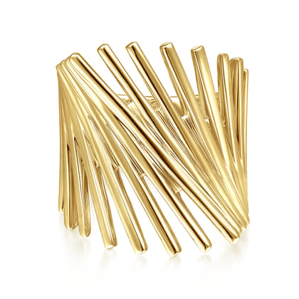 14K Yellow Gold Stacked Bar Cage Ring