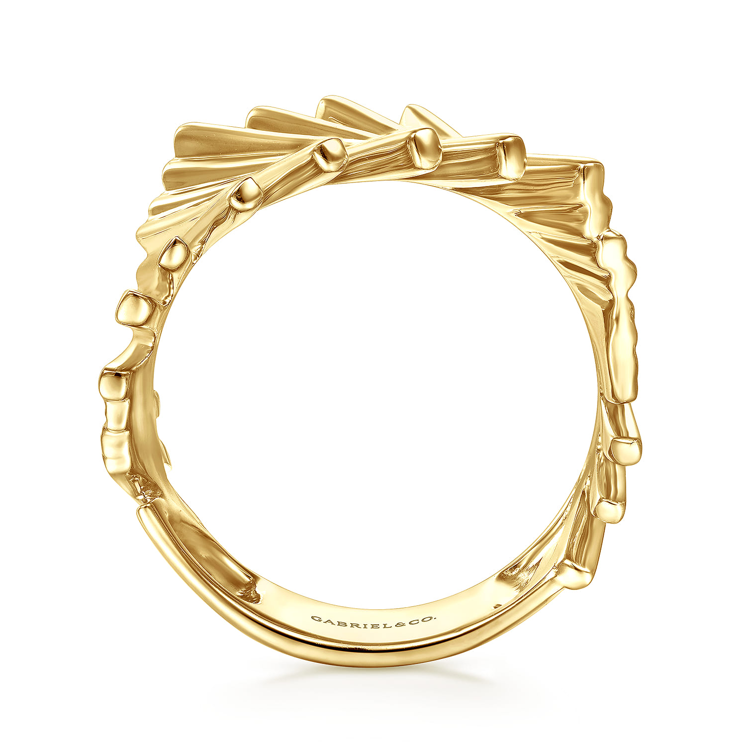 14K Yellow Gold Stacked Bar Cage Ring - Shot 2
