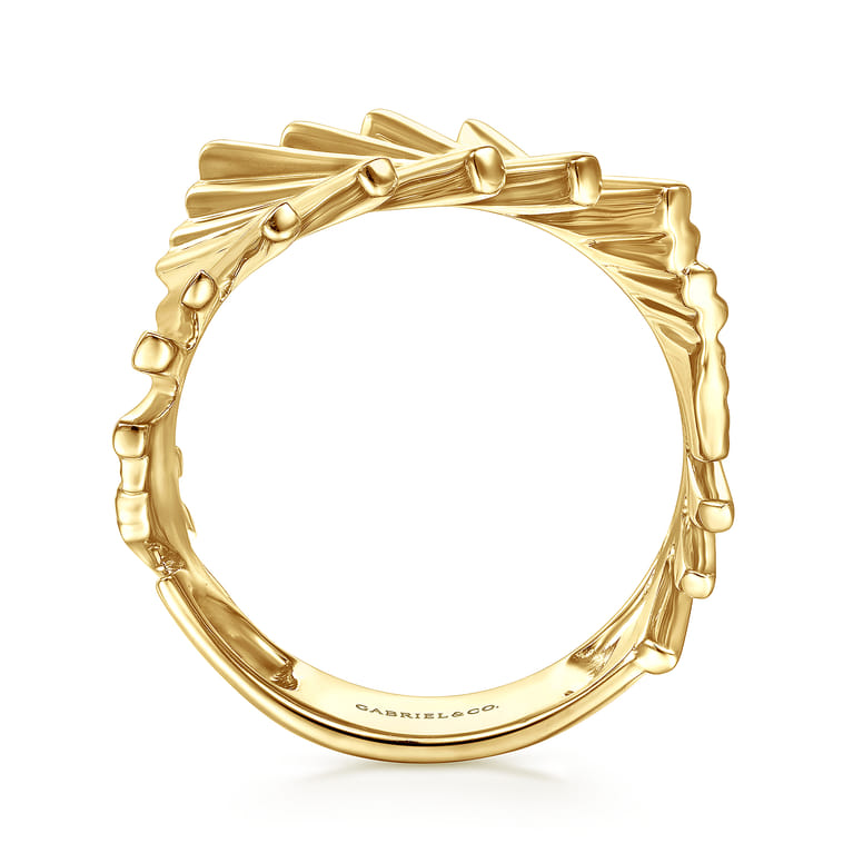 14K Yellow Gold Stacked Bar Cage Ring - Shot 2