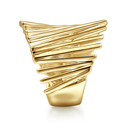 14K Yellow Gold Stacked Bar Cage Ring