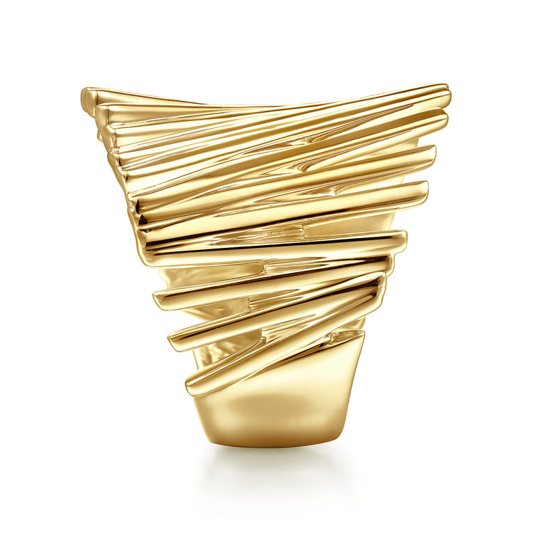14K Yellow Gold Stacked Bar Cage Ring - Shot 4