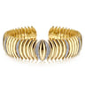 14K Yellow Gold Stacked Crescent Cuff Bracelet with Pave Diamond Stations - 0.7 ct