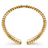14K Yellow Gold Stacked Crescent Cuff Bracelet with Pave Diamond Stations - 0.7 ct