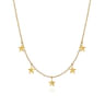 14K Yellow Gold Star Drop Station Necklace