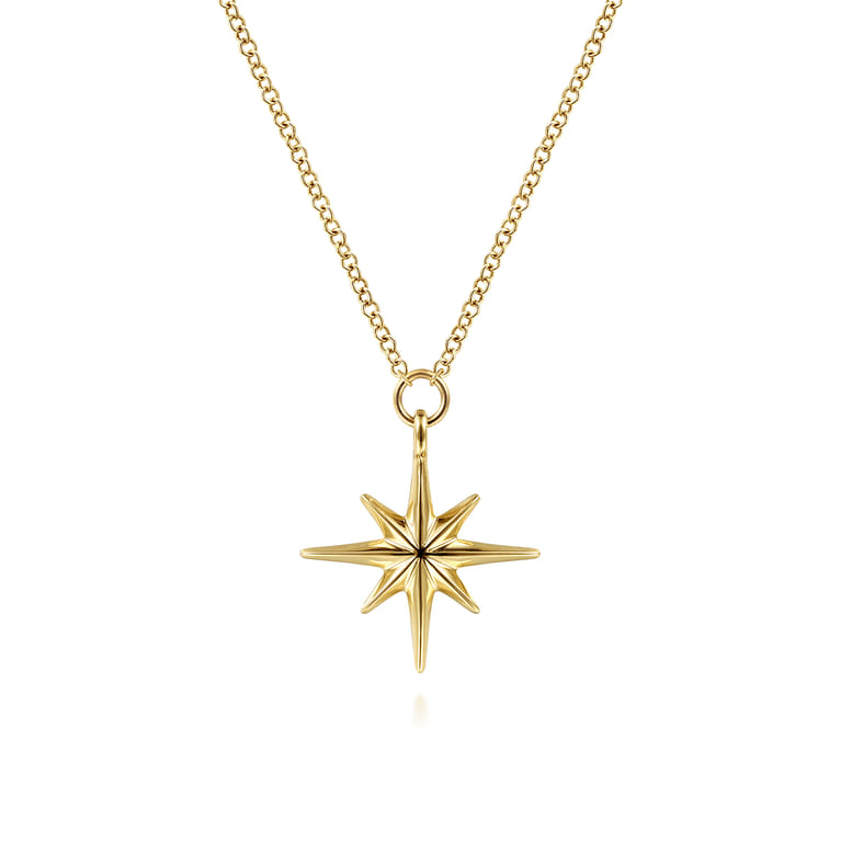14K Yellow Gold Star Pendant Necklace - Shot 1