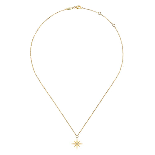 14K Yellow Gold Star Pendant Necklace - Shot 2