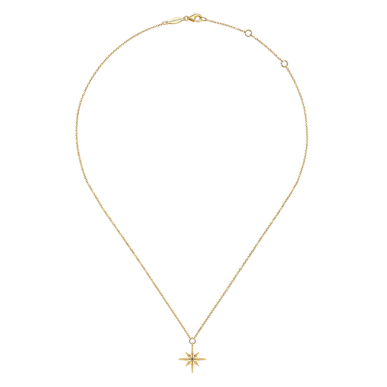 14K Yellow Gold Star Pendant Necklace - Shot 2