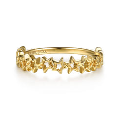 14K Yellow Gold Star Shape Stackable Ring