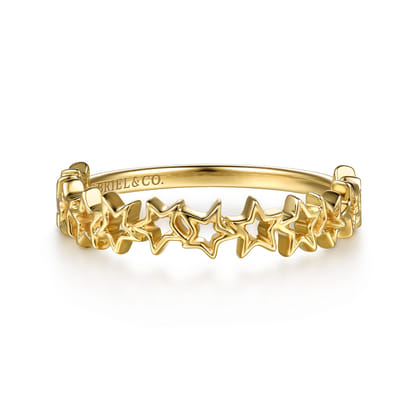 14K Yellow Gold Star Shape Stackable Ring