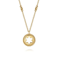 14K Yellow Gold Star of David Medallion Necklace