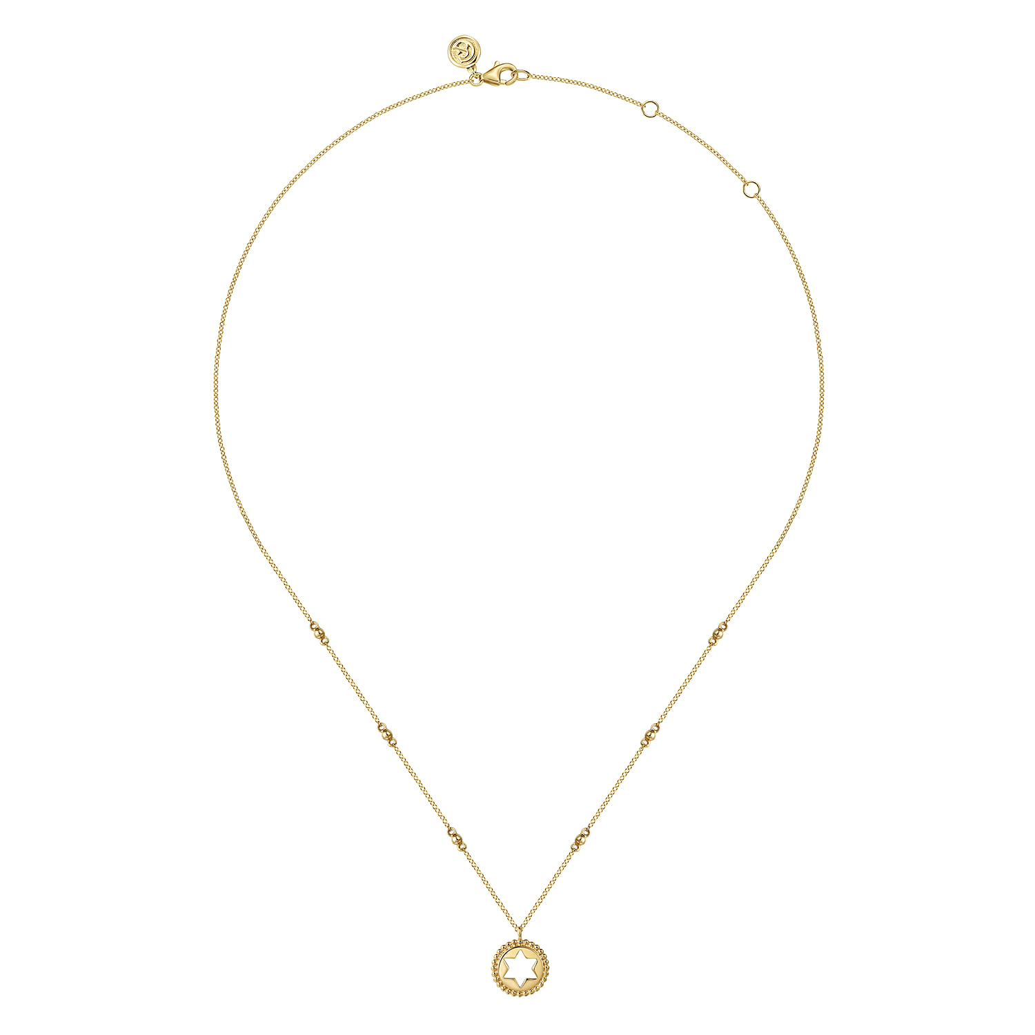 14K Yellow Gold Star of David Medallion Necklace - Shot 2