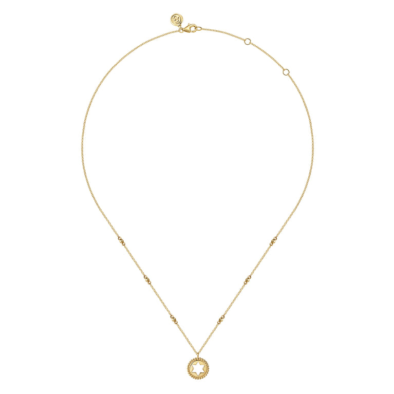 14K Yellow Gold Star of David Medallion Necklace - Shot 2
