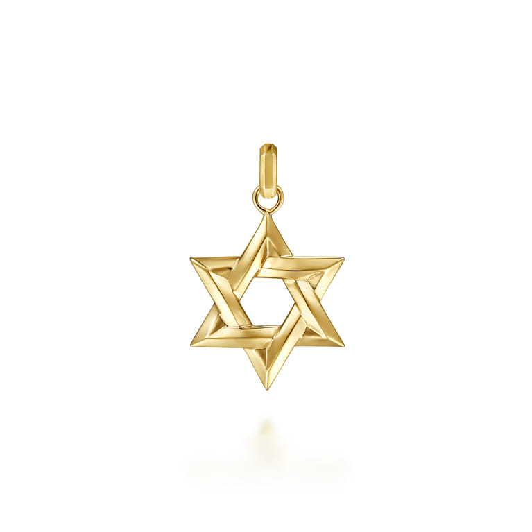 14K Yellow Gold Star of David Pendant - Shot 1