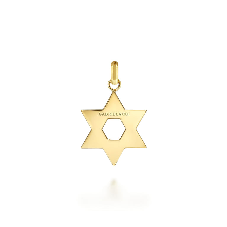 14K Yellow Gold Star of David Pendant - Shot 2